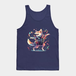 Dancing Skeleton Rainbow Shiba Tank Top